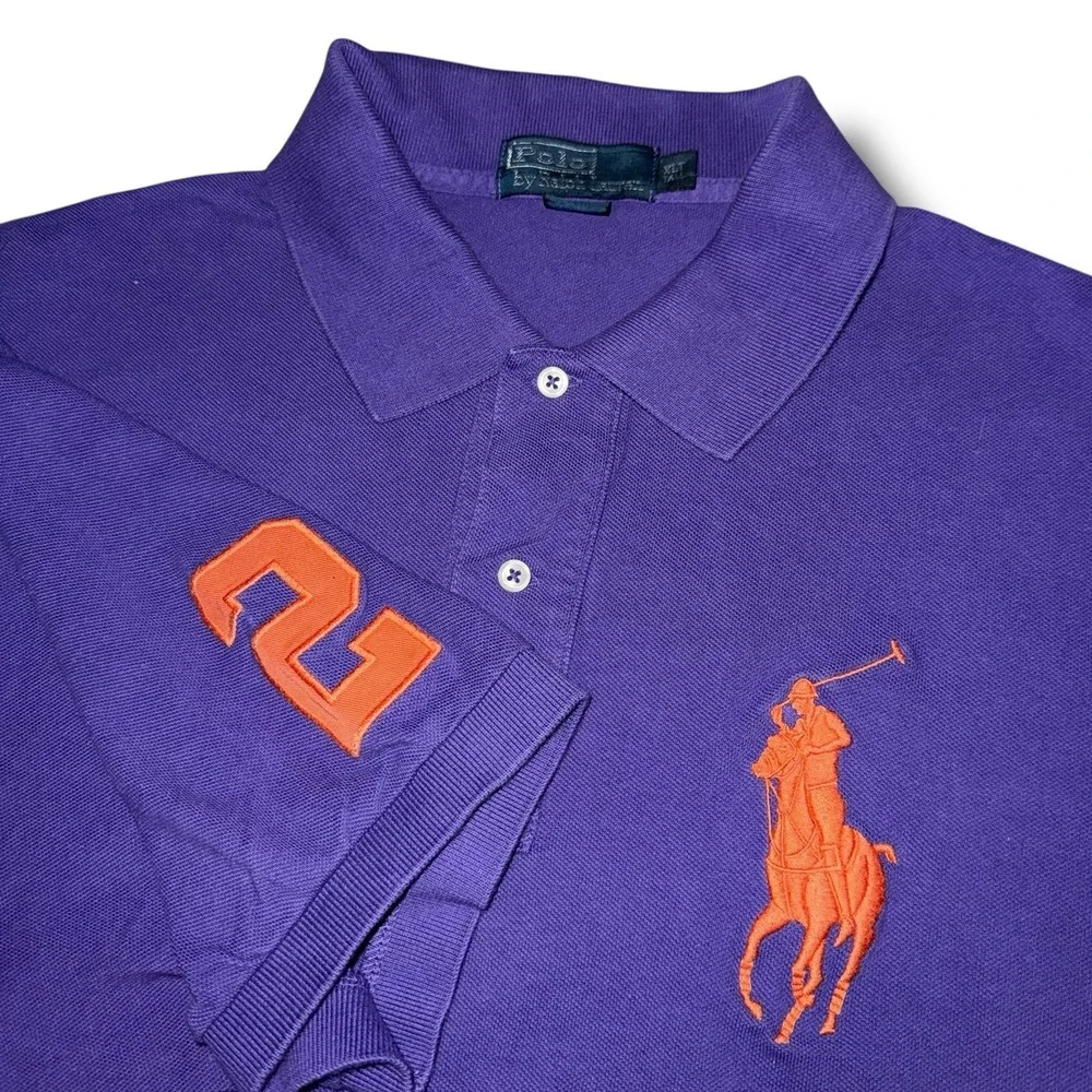 POLO RALPH LAUREN Big Pony Polo Shirt‎ Men XLT Tall Purple Orange Embroidery 2